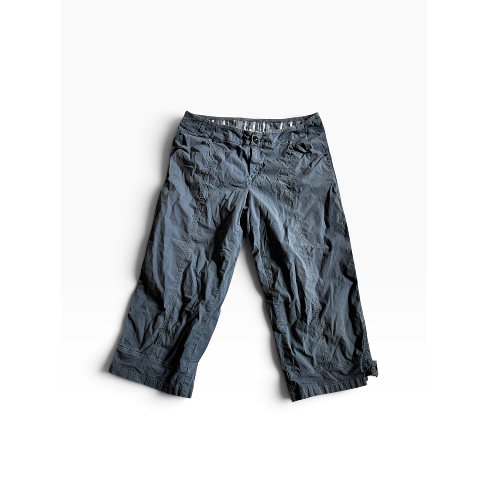 Fresh Produce Capri Pants Size L Blue Cotton Blend Cropped Casual Utility